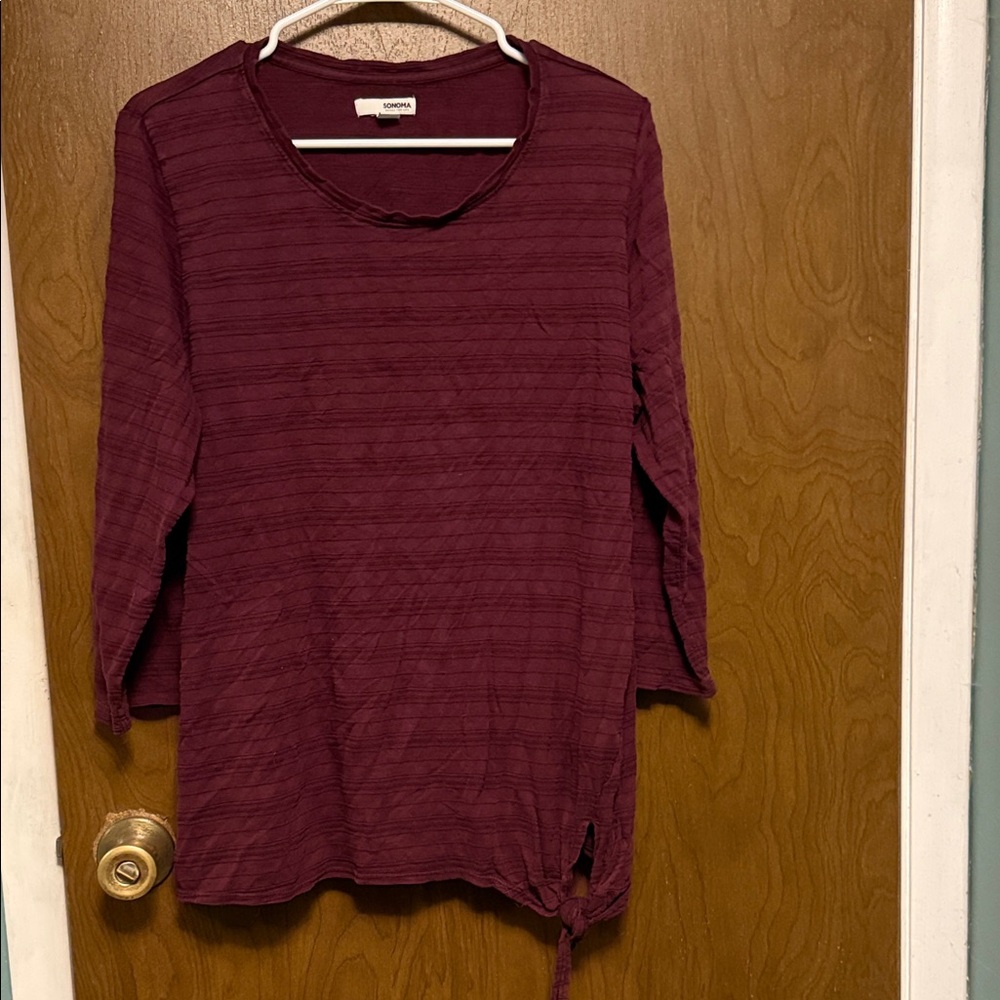 Sonoma Deep Burgundy 3/4 length Sleeve Top size XL